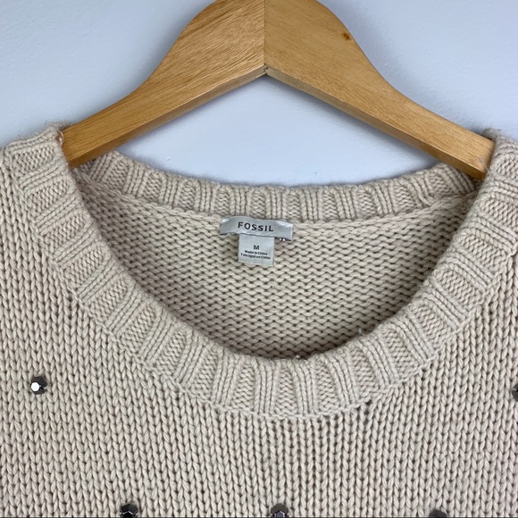 FOSSIL Merino Wool Cashmere Blend Studded Sweater - Picture 4 of 9